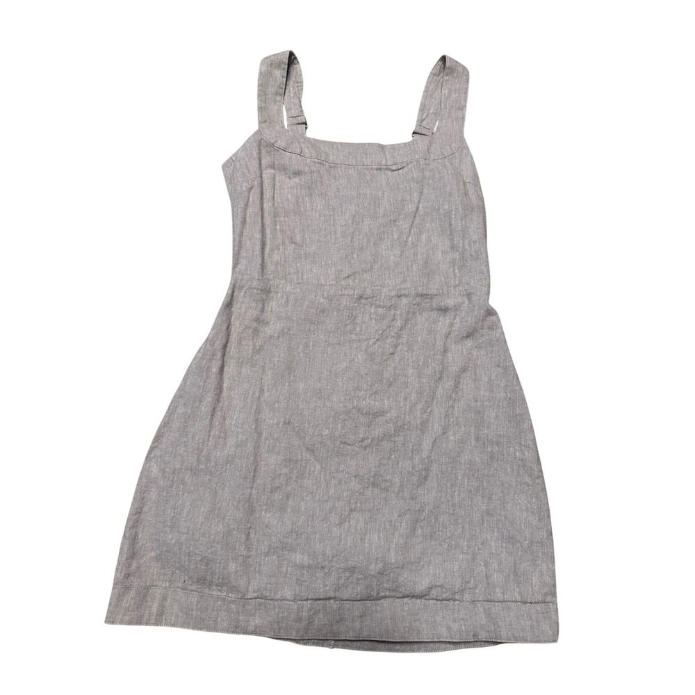 Abercrombie & Fitch Linen Blend Smocked Back Mini Dress Small Khaki/Ecru